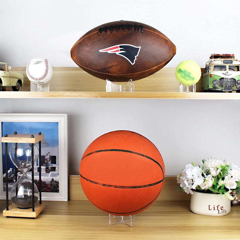 Evron Acrylic Basketball Stand, Simple and Stylish Football Display Stand Storage Holder for Volleyball Rugby Soccer Case Rack (3.54x1.3 inch; 9x3.3 cm) - Image 3